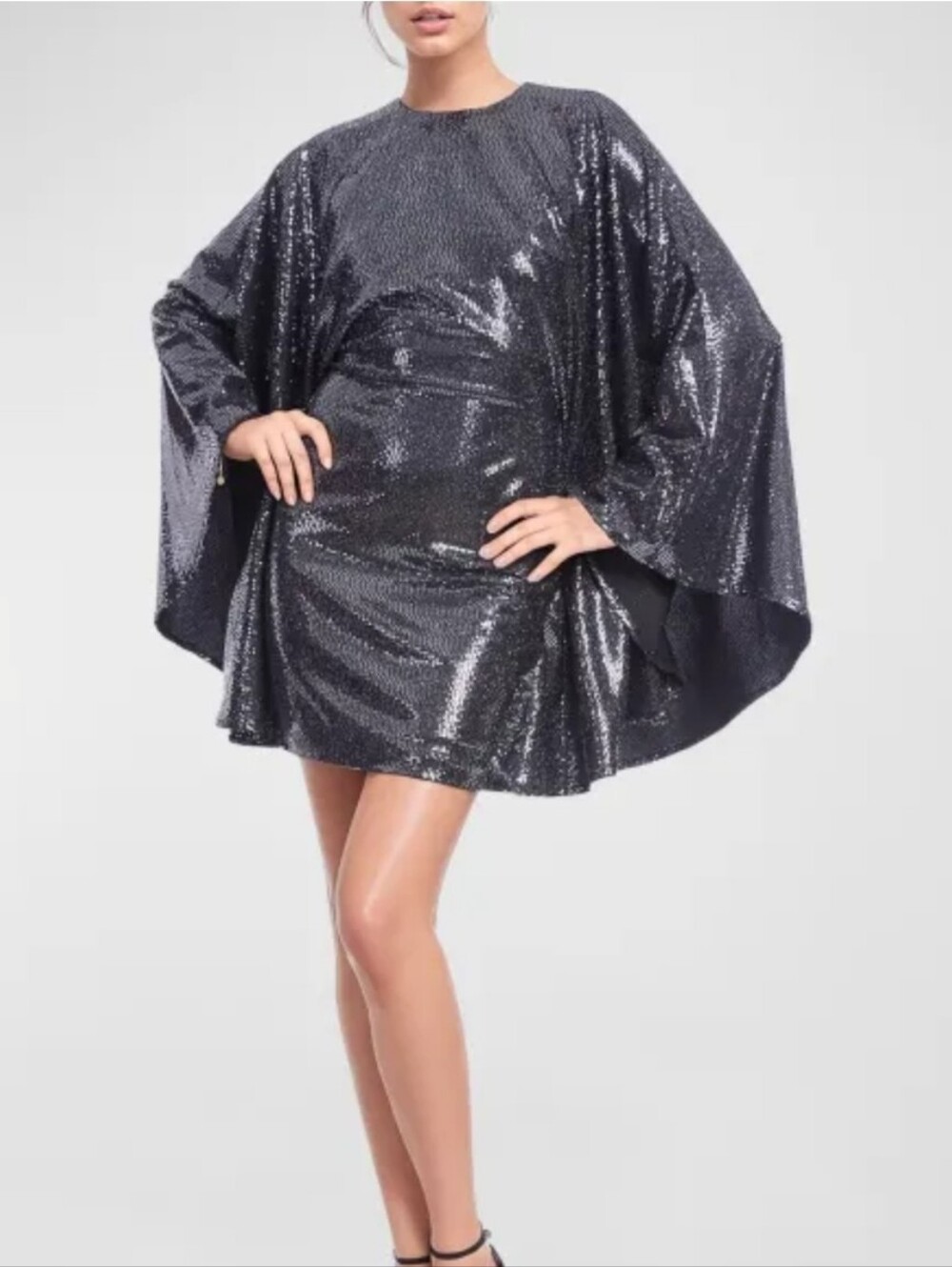 One33 Social Metallic Cape-Sleeve Mini Dress size 6